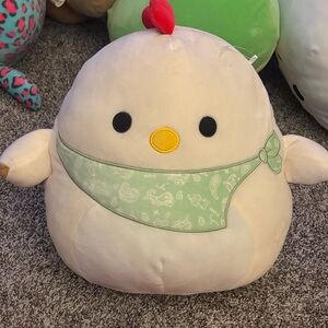 Squishmallows Cream Chicken with Green Bandana
